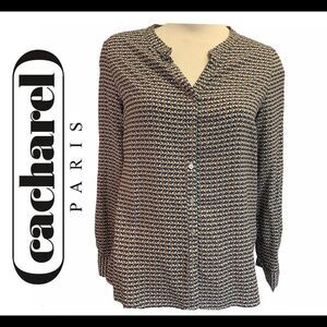 Cacharel Orange black print blouse size small